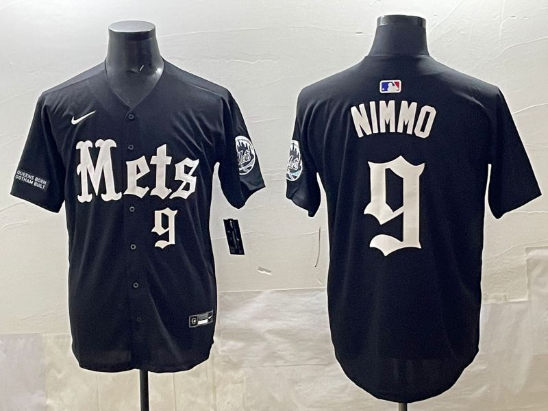 Men 2025 New York Mets #9 Nimmo Black Five generations Joint Name Nike MLB Jersey style 11->milwaukee brewers->MLB Jersey